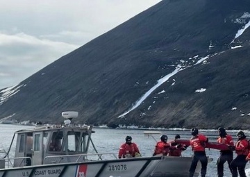 USCGC Polar Star (WAGB 10) supports the installation of a pier in McMurdo Station during Operation Deep Freeze 2026