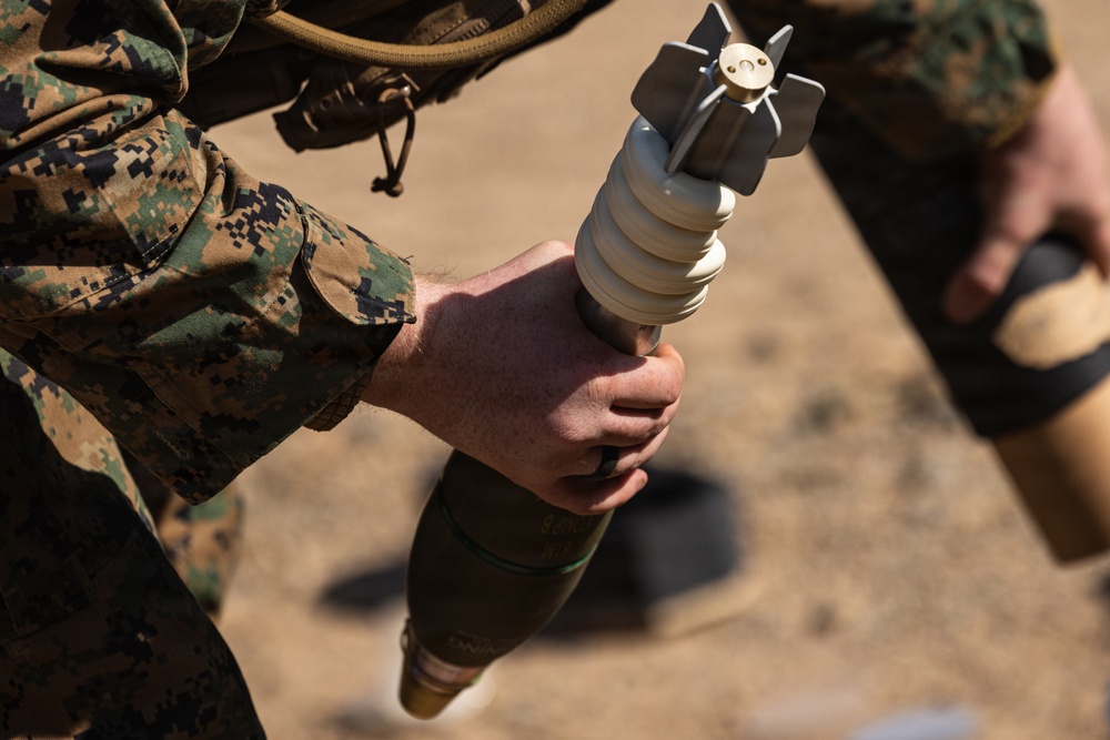 U.S. Marines with 12th LCT Fire 81mm Mortars During a CALFEX