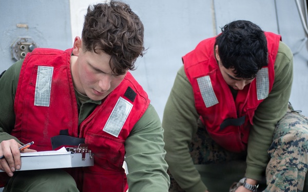 USS New Orleans (LPD 18) and Marine Medium Tiltrotor Squadron (VMM) 265 (Rein.) Handle Aviation Ordnance