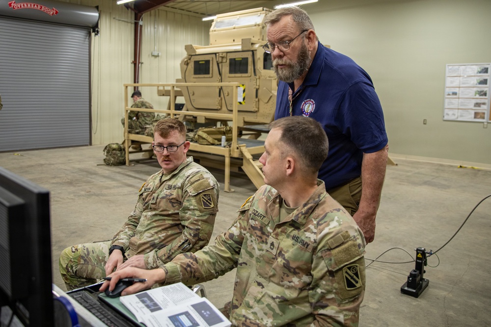 The 1-181st Field Artillery Regiment learns about the Engagement Skills Trainer