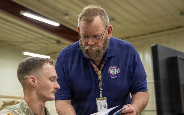 The 1-181st Field Artillery Regiment learns about the Engagement Skills Trainer