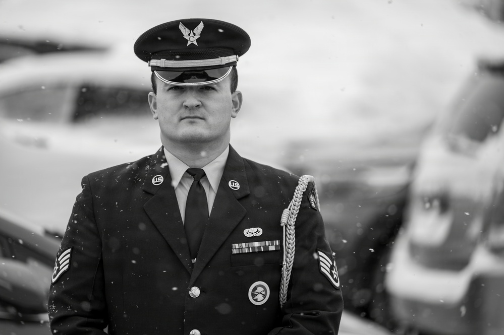 174th Attack Wing Honor Guard member renders funeral honors