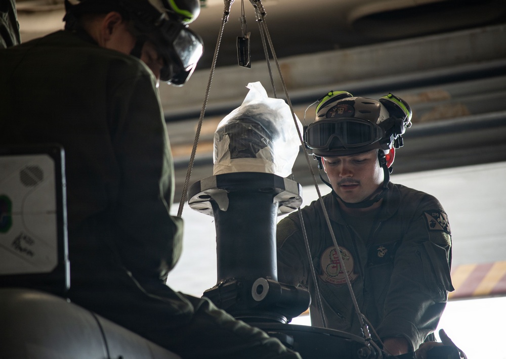 31st Marine Expeditionary Unit Performs Aircraft Maintenance aboard USS New Orleans (LPD 18)