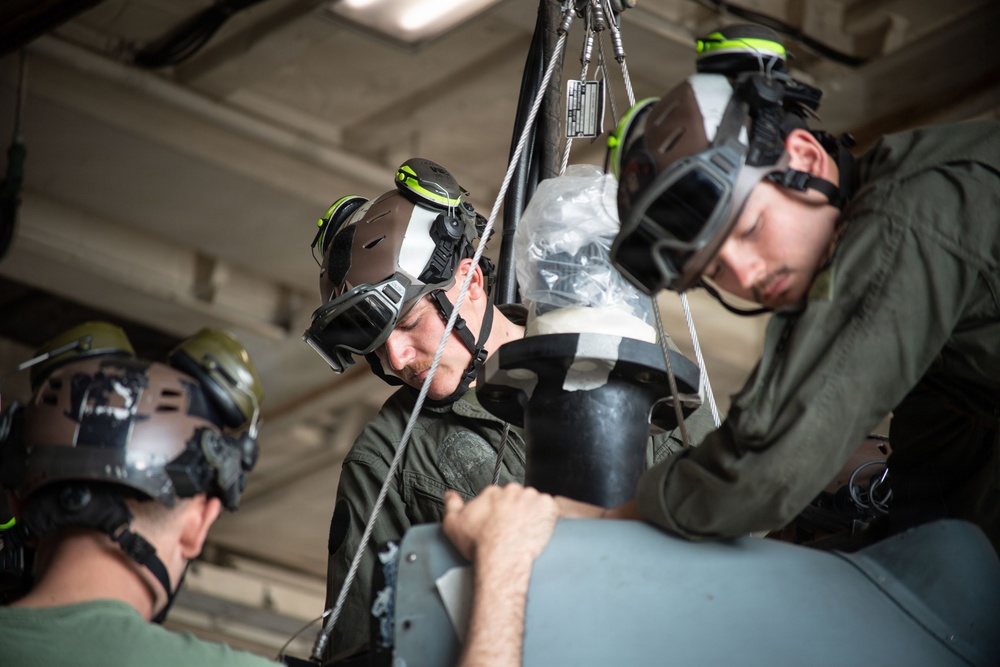 31st Marine Expeditionary Unit Performs Aircraft Maintenance aboard USS New Orleans (LPD 18)