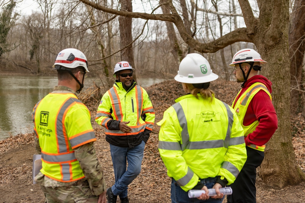 USACE Omaha District Rapid Response Technical Center of Expertise team assesses remediation areas at Potomac Interceptor collapse site