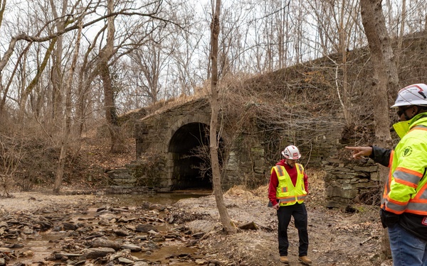 USACE Omaha District Rapid Response Technical Center of Expertise team assesses remediation areas at Potomac Interceptor collapse site