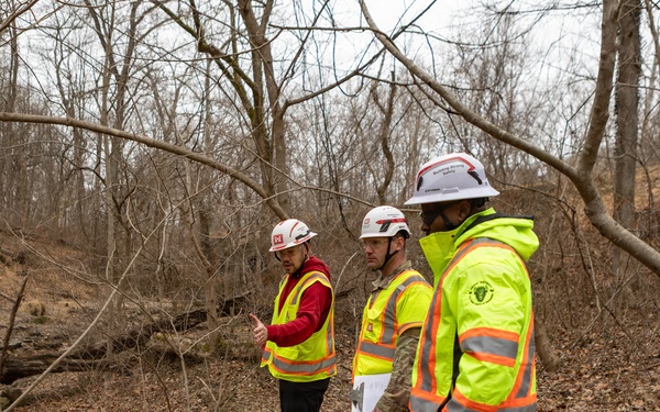 USACE Omaha District Rapid Response Technical Center of Expertise team assesses remediation areas at Potomac Interceptor collapse site