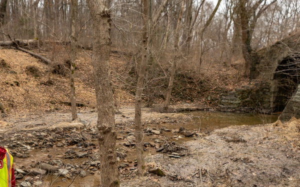 USACE Omaha District Rapid Response Technical Center of Expertise team assesses remediation areas at Potomac Interceptor collapse site