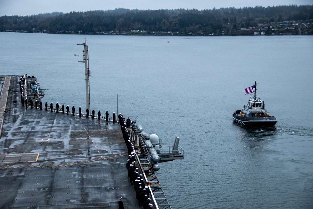 Sailors Man the Rails