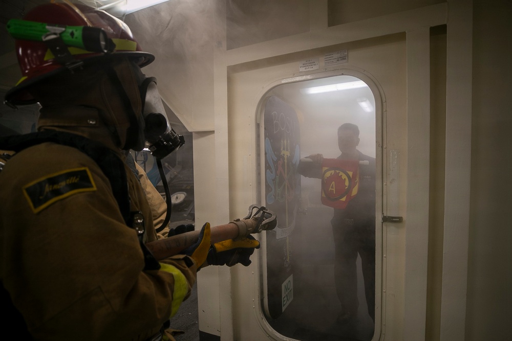 USS Tripoli Conducts Damage Control Drill