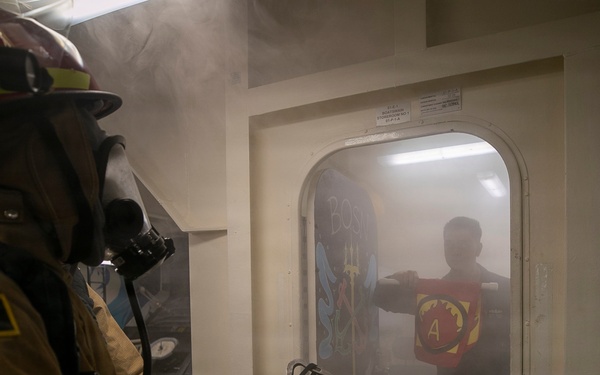 USS Tripoli Conducts Damage Control Drill