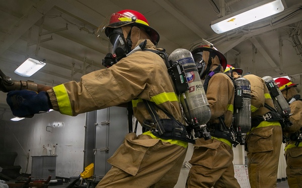 USS Tripoli Conducts Damage Control Drill