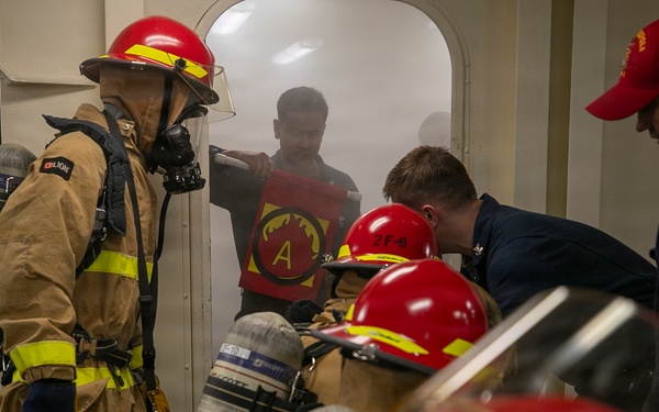 USS Tripoli Conducts Damage Control Drill