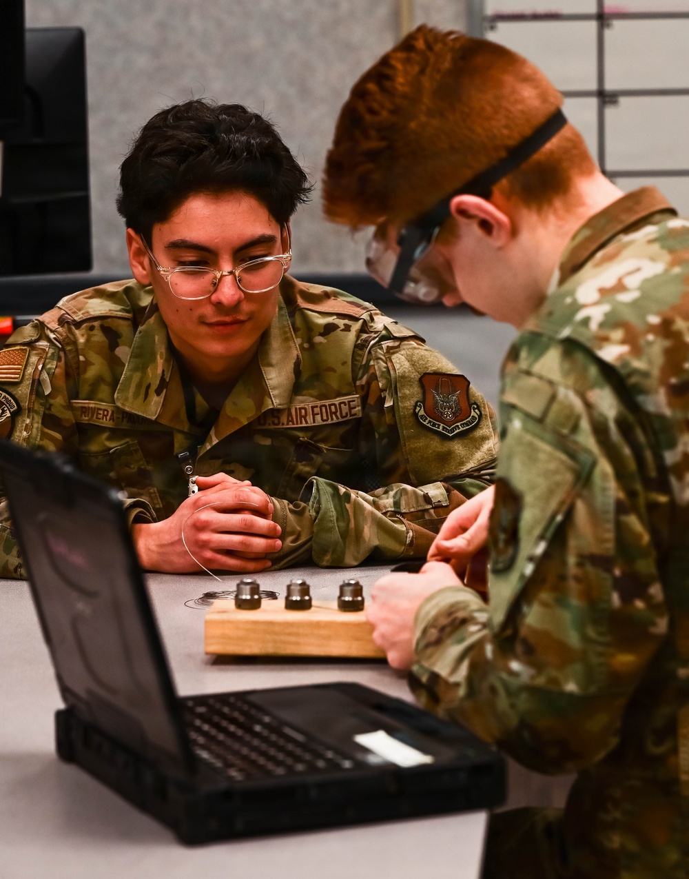 513th Maintenance Squadron Airmen practice safety wiring