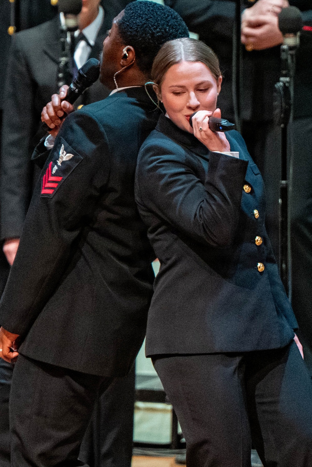 The US Navy Band Sea Chanters perform at the Fogelberg Performing Arts Center in Burlington, Massachusetts