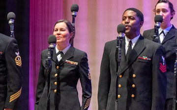 The US Navy Band Sea Chanters perform at the Fogelberg Performing Arts Center in Burlington, Massachusetts