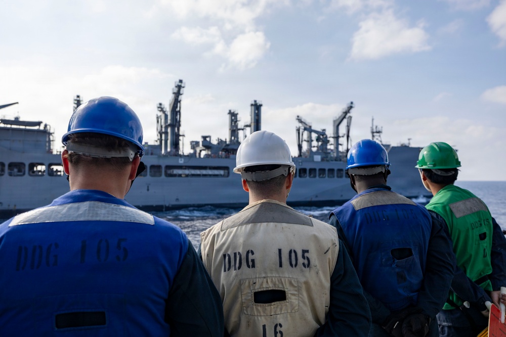 DDG 105 Conducts a Replenishment-at-Sea with USNS John Lewis