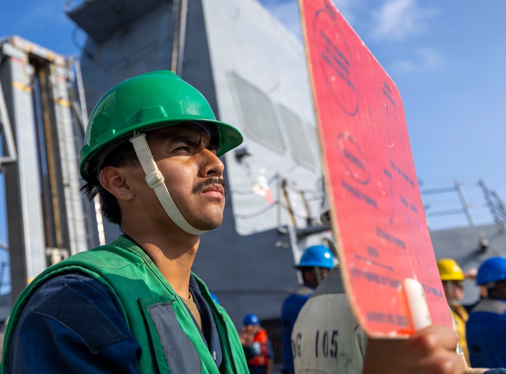 DDG 105 Conducts a Replenishment-at-Sea with USNS John Lewis
