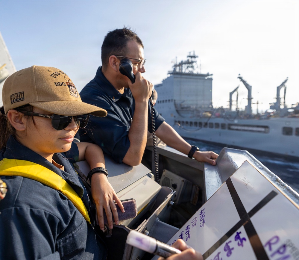 DDG 105 Conducts a Replenishment-at-Sea with USNS John Lewis