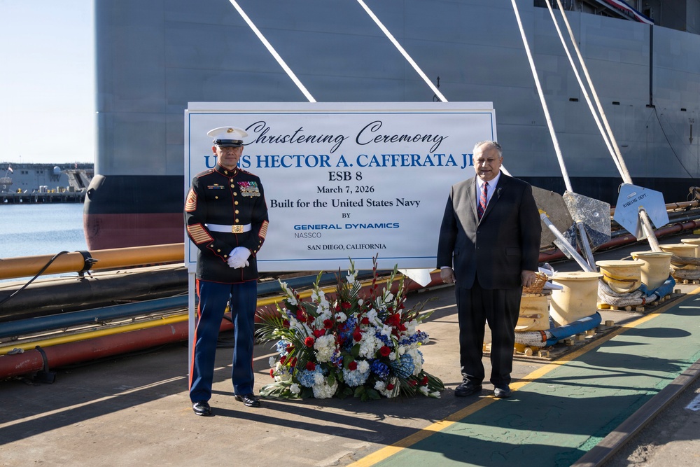 SMMC speaks at christening of future USNS Hector A. Cafferata Jr. (ESB-8)