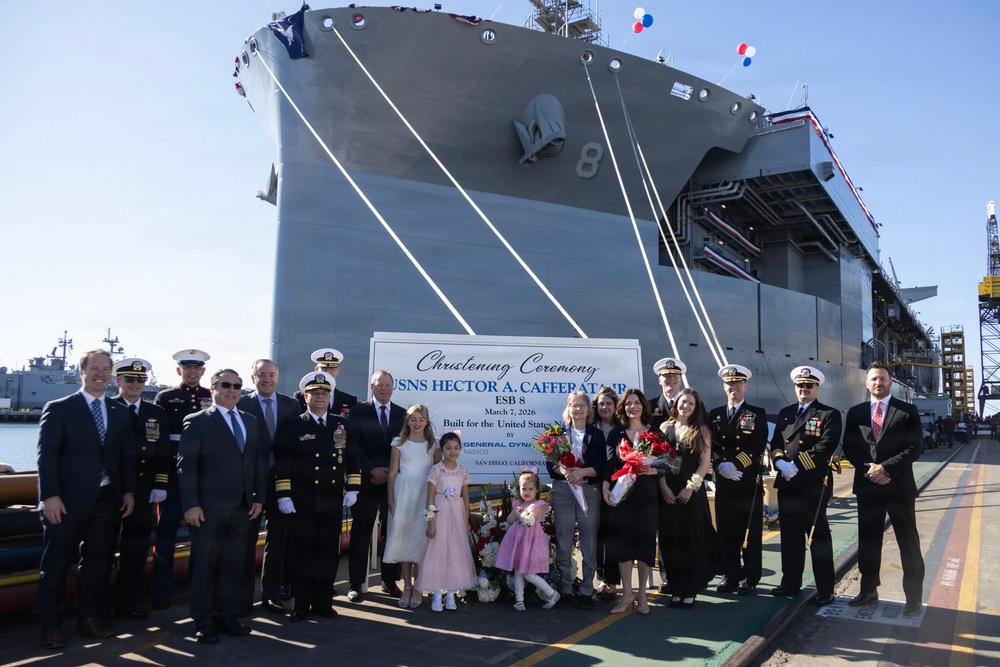 SMMC speaks at christening of future USNS Hector A. Cafferata Jr. (ESB-8)