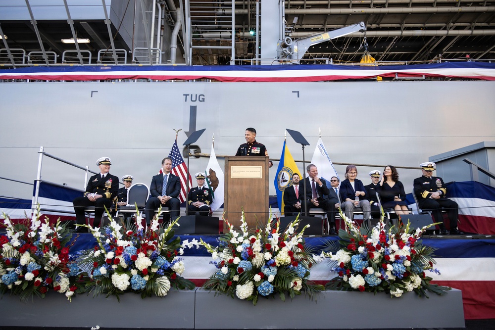 SMMC speaks at christening of future USNS Hector A. Cafferata Jr. (ESB-8)