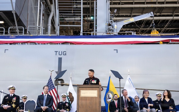SMMC speaks at christening of future USNS Hector A. Cafferata Jr. (ESB-8)
