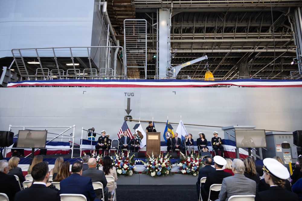 SMMC speaks at christening of future USNS Hector A. Cafferata Jr. (ESB-8)