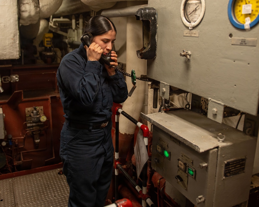 USS Essex Engineers work in forward and aft Main Machinery Rooms