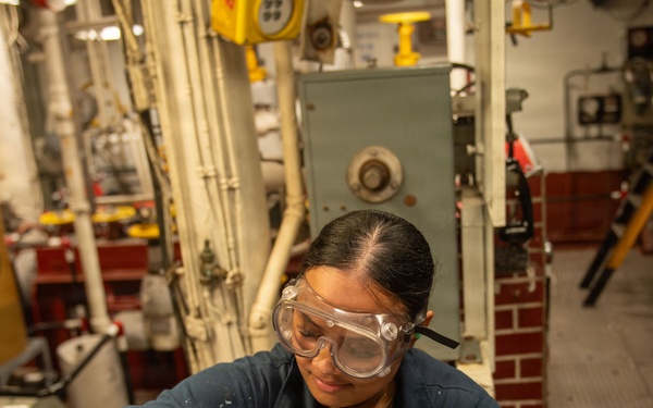 USS Essex Engineers work in forward and aft Main Machinery Rooms
