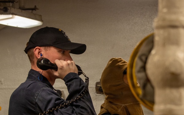 USS Essex Engineers work in forward and aft Main Machinery Rooms