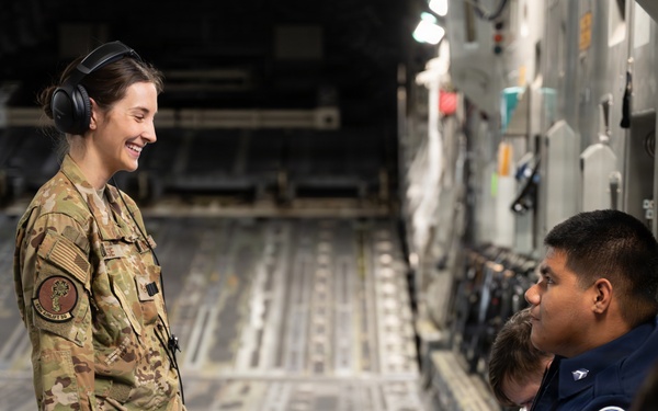 Altus, Navajo school board members and JROTC cadets take flight with Altus C-17 crew