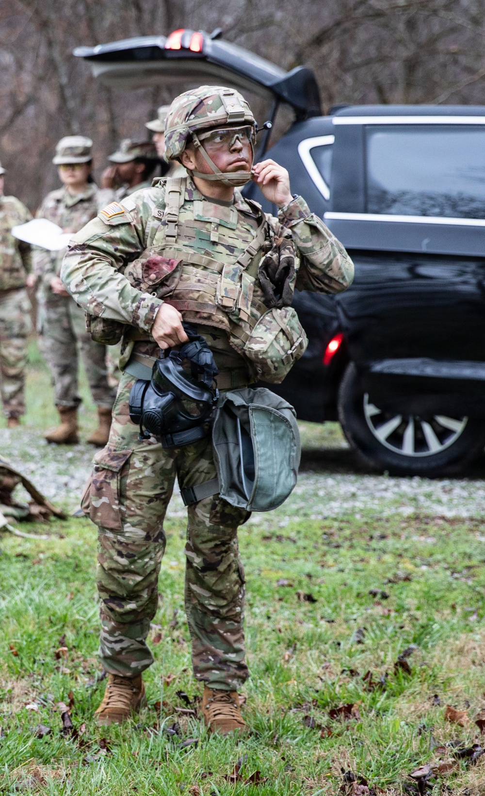Competitor prepares for CBRNE lane
