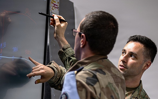 USSF Capt. Tyler Riechmann conducted COG target analysis with French Space Command at SPARTEX 2026.