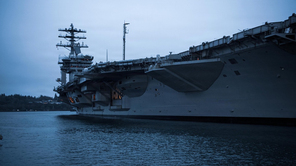 USS Nimitz Departs Bremerton