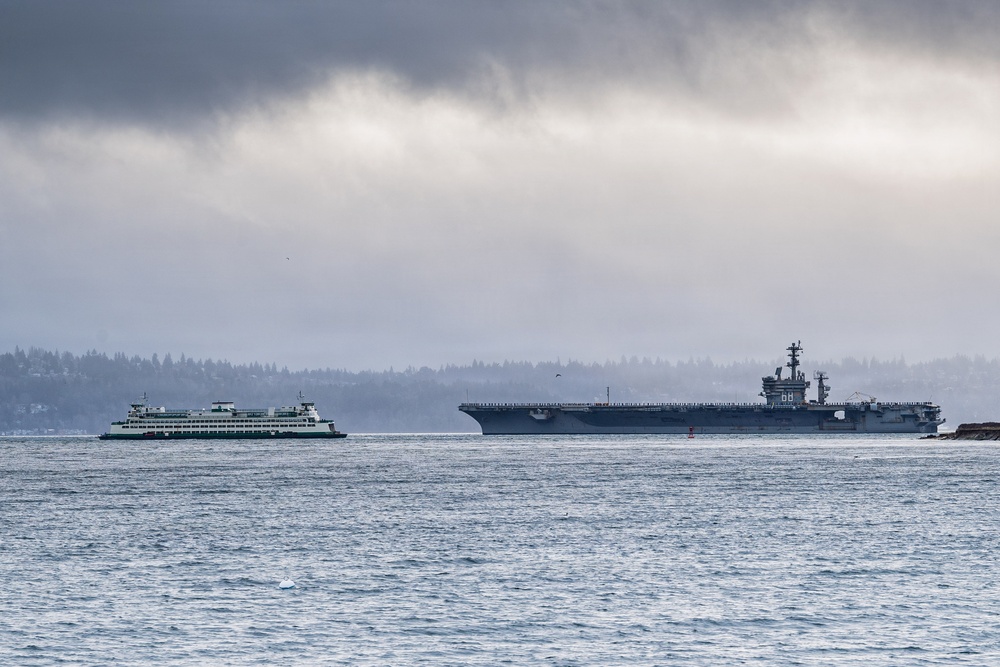 USS Nimitz Departs Bremerton