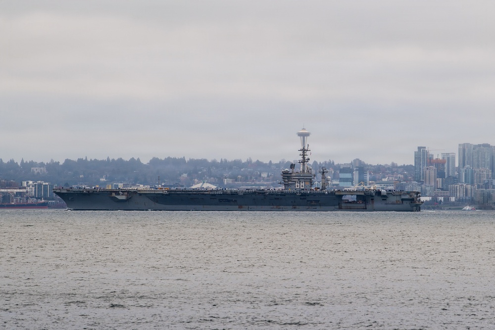 USS Nimitz Departs Bremerton