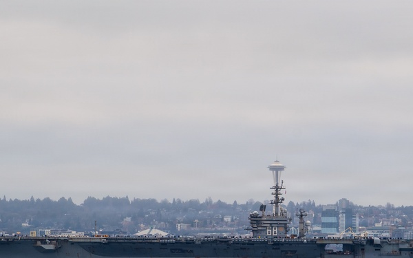 USS Nimitz Departs Bremerton