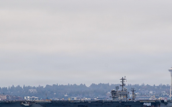 USS Nimitz Departs Bremerton