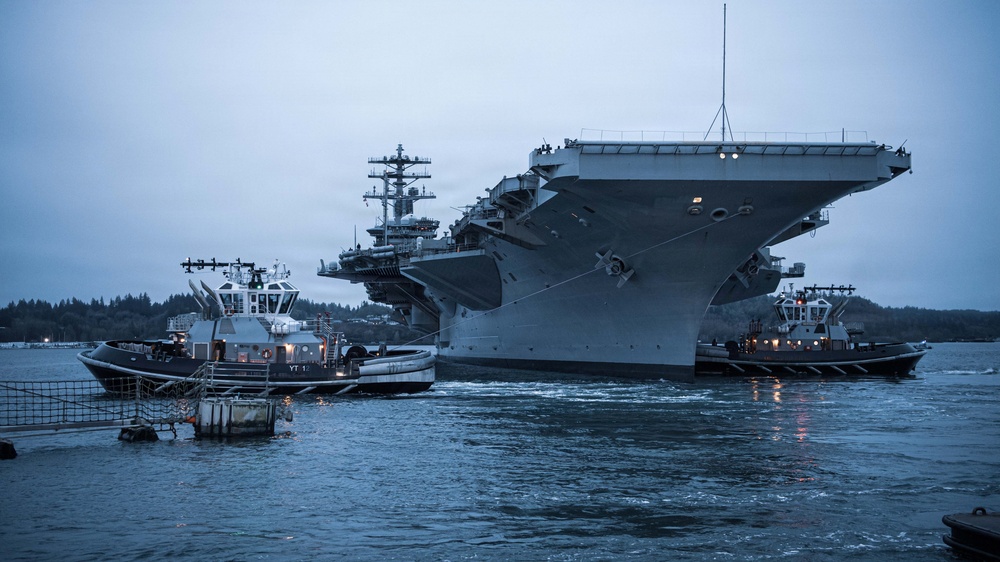 USS Nimitz Departs Bremerton