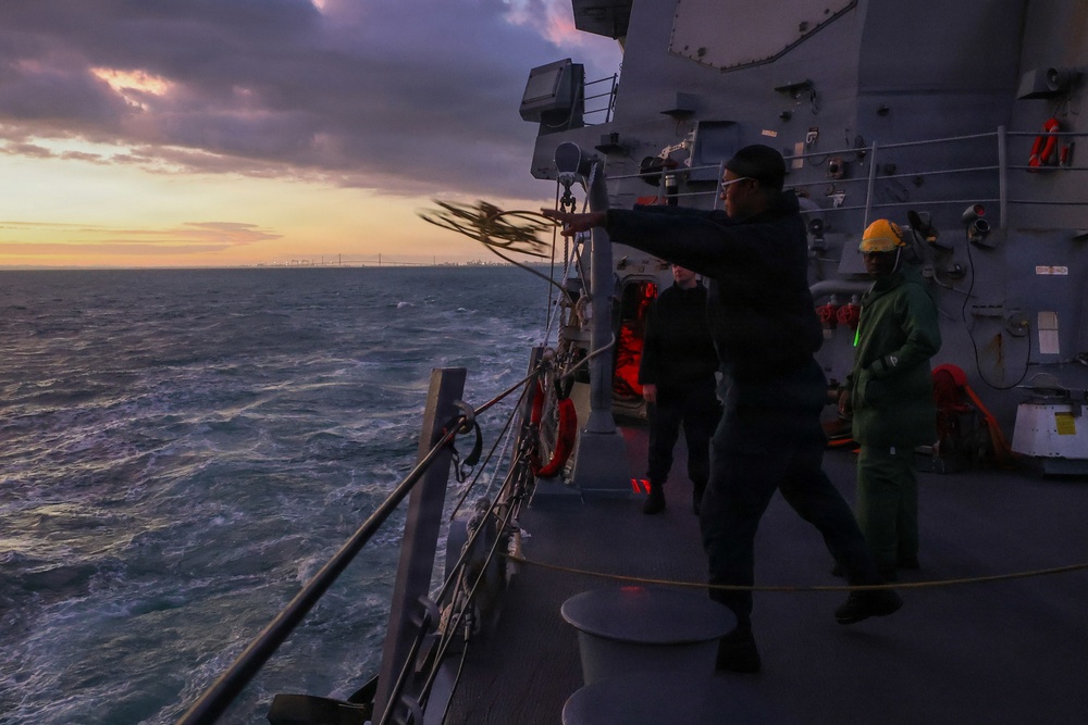 USS Paul Ignatius (DDG 117) pulls into Naval Station Rota, Spain, at the conclusion of a scheduled deployment