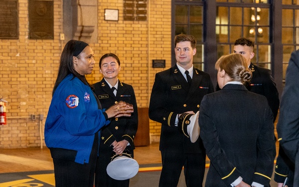 Astronauts meet with midshipmen during Astronaut Convocation event at U.S. Naval Academy