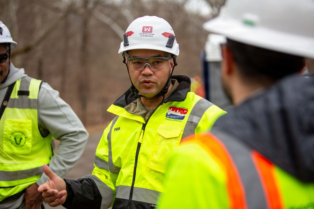 USACE Omaha District Rapid Response Technical Center of Expertise team assesses remediation areas at Potomac Interceptor collapse site