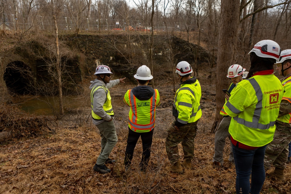 USACE Omaha District Rapid Response Technical Center of Expertise team assesses remediation areas at Potomac Interceptor collapse site