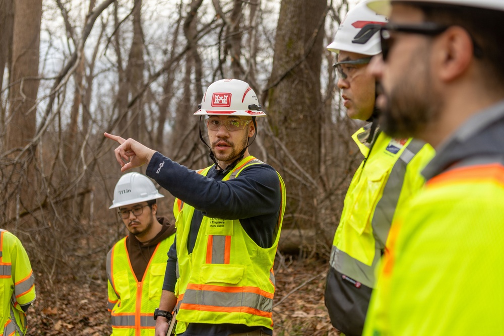USACE Omaha District Rapid Response Technical Center of Expertise team assesses remediation areas at Potomac Interceptor collapse site