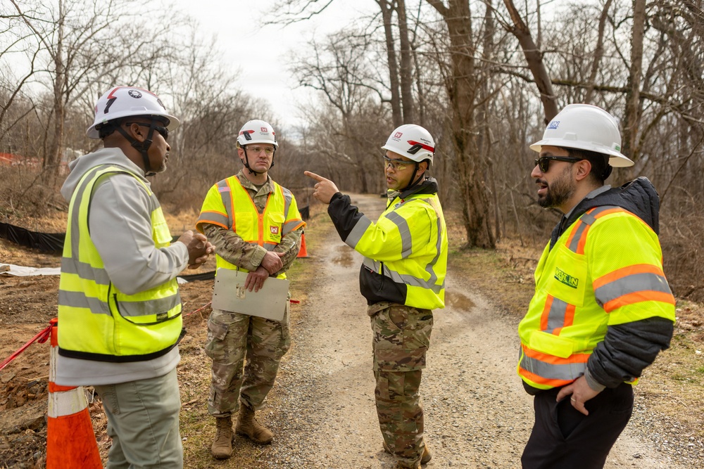 USACE Omaha District Rapid Response Technical Center of Expertise team assesses remediation areas at Potomac Interceptor collapse site