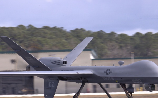 VMUT-2's MQ-9A makes inaugural landing at Marine Corps Air Station New River