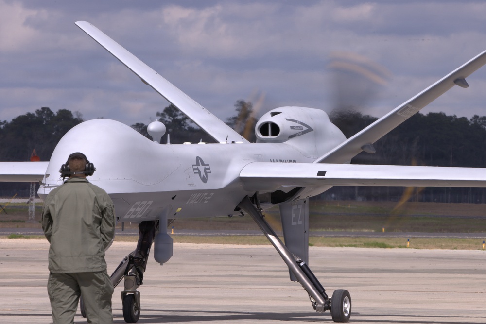 VMUT-2's MQ-9A makes its inaugural landing at Marine Corps Air Station New River