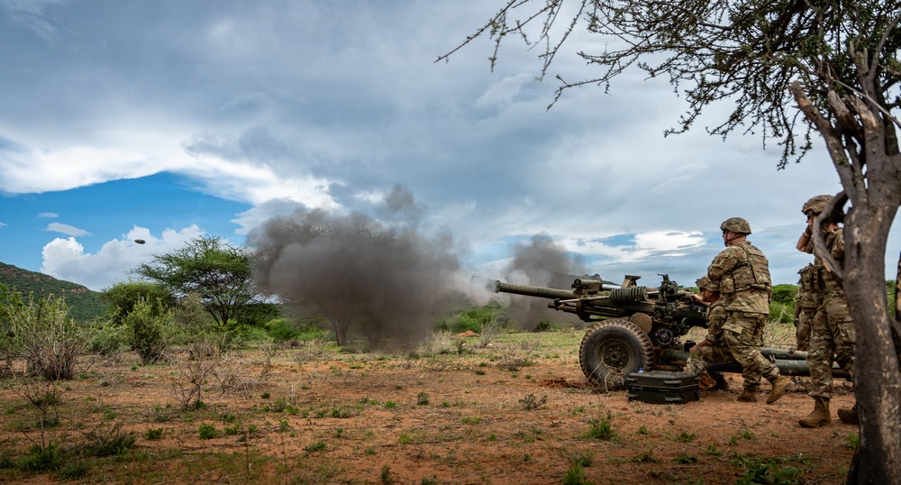 US, Kenya artillery units conduct bilateral M119A2 live-fire during Justified Accord 2026