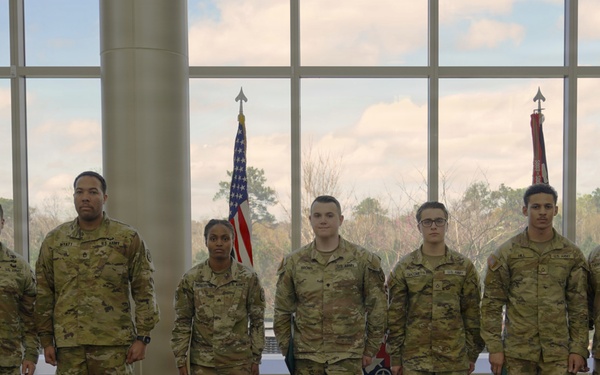 Soldiers and civilian staff from Martin Army Community Hospital are recognized during the hospital’s quarterly awards ceremony
